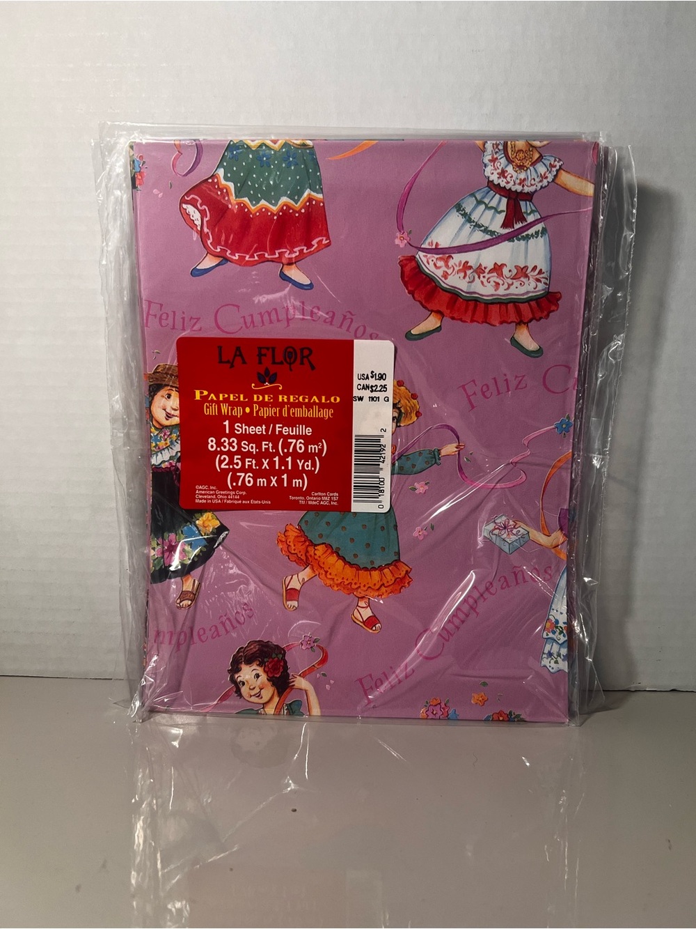 La Flor Pink Feliz Cumpleaños Gift Wrap Sheet